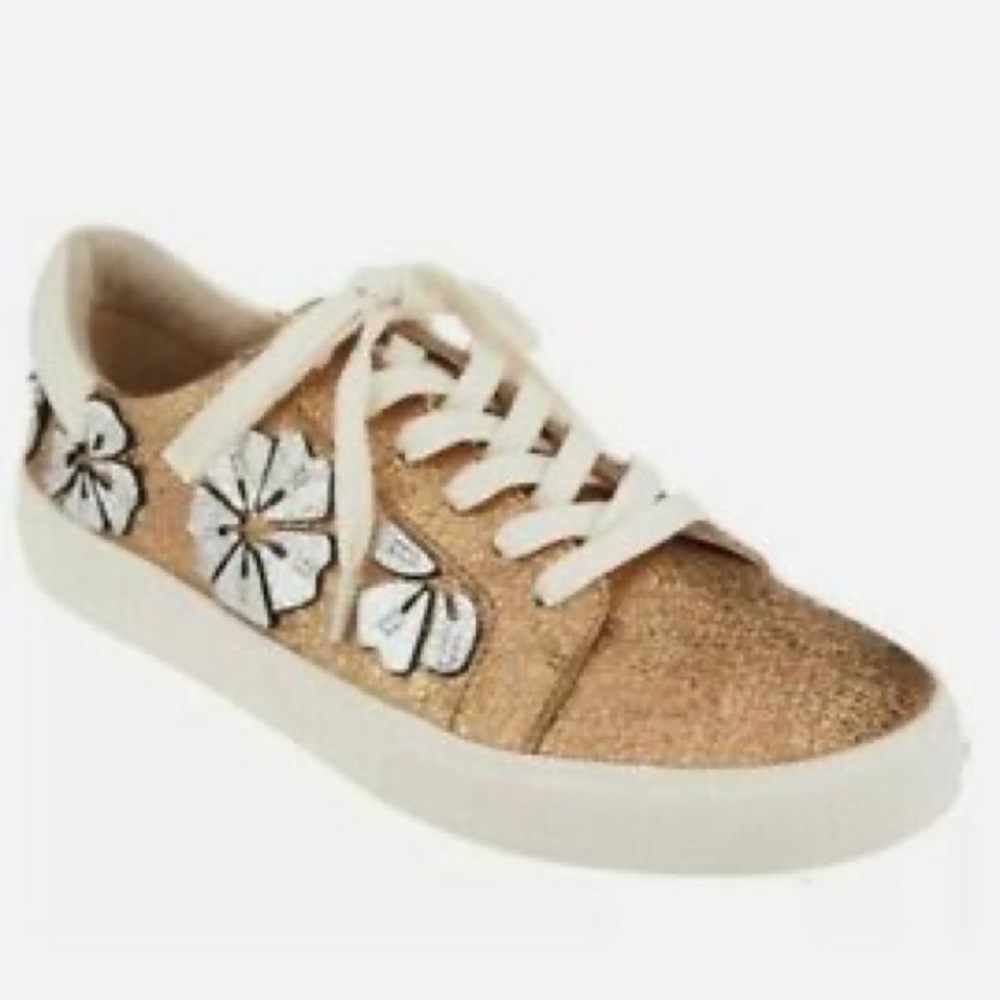 Vince Camuto Claudinia Gold/Silver Metallic Floral Sneakers
